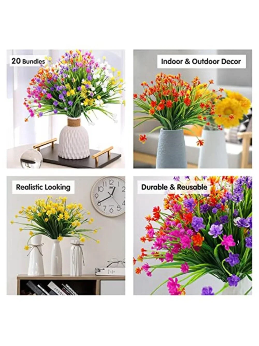 Artificial Flowers Outdoor UV Resistant Faux Plants Porch Patio Garden Decor